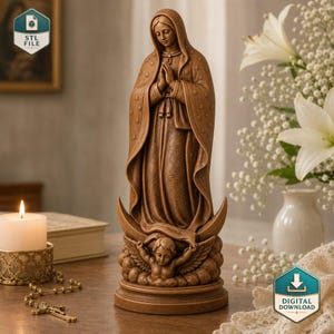 3D Printable Virgin Mary Statue – Our Lady of Guadalupe STL File for Home Devotion