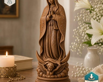 3D Printable Virgin Mary Statue – Our Lady of Guadalupe STL File for Home Devotion