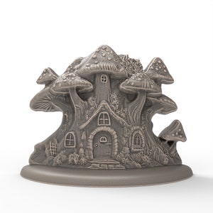 3D Printable Fairy Mushroom House STL File For CNC Router Engraving 3D Printer Laser Digital Model