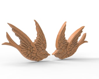 Birds STL 3D Printable Bird Sculpture Flat Back Statue STL Files For CNC Router Engraving 3D Printer Bird cnc File Birds Figurines stl Model