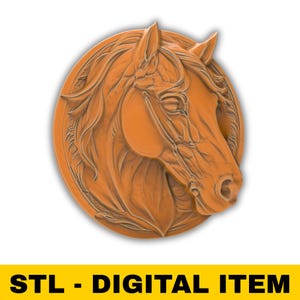 3D Printable Horse Head STL Printing, Relief Carving Files For CNC Router 3D Printer Laser Model 3D Model Digital CNC File Animal Figurines