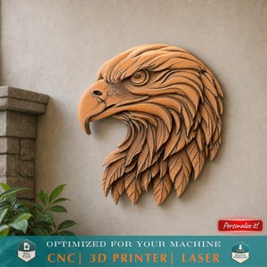 STL-bestand voor CNC-router 3D-printer Laser 3D-afdrukbare vogelkop sculptuur Adelaar CNC-router Houtsnijwerk Model Digitale bestanden sjabloon diy