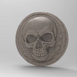 Gothic Skull 3D Model | Realistic Human Anatomy | Printable STL File for 3D Printing | Round Base Flat Back Wall Hanging