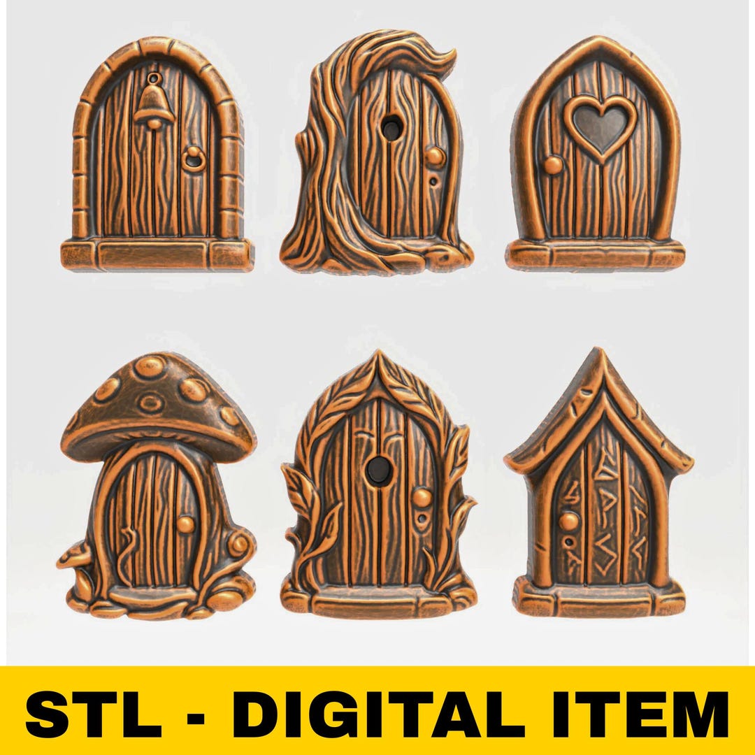 Fairy Door STL File Set of 6 for CNC Carving or 3D Printing Miniature ...