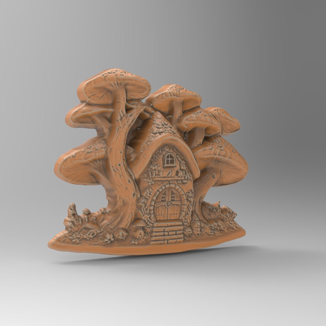3D Printable Fairy Mushroom House STL File for CNC Router Engraving 3D ...