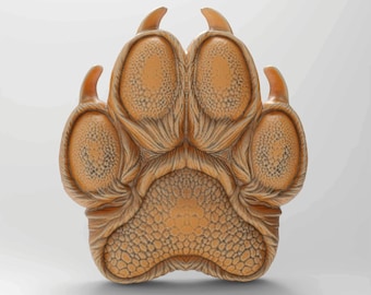 3D Dog Paw Print Sculpture Model Animal Sculpture Realistic Clawed STL File for CNC Router 3D Printing Laser Engraving Digital Download DIY