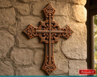 Cross STL File 3D Model Crucifix Relief for CNC Carving Laser Engraving 3D Printing Christian Wall Art Religious Digital Download