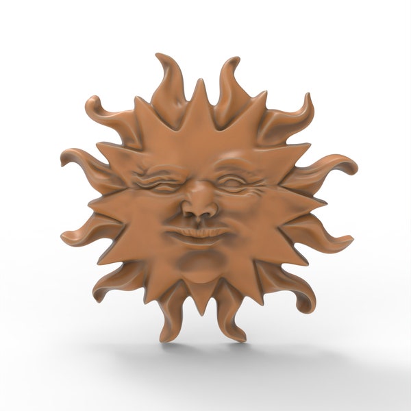 3D Printable Sun Face STL Files For CNC Router Engraving 3D Printer Laser Digital Model