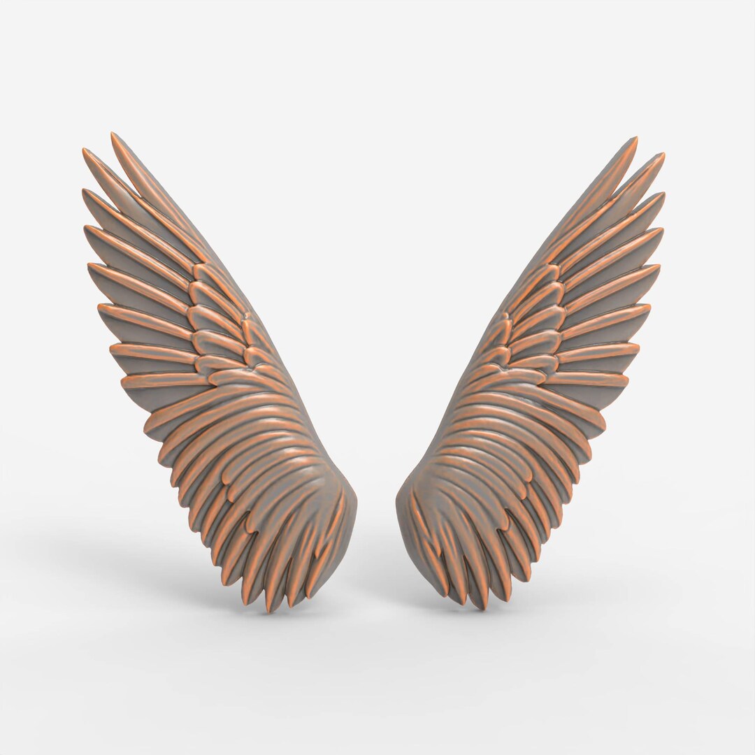 Pair 3D Printable Angels Wings Angel Cherub Wing STL Files for CNC Router Engraving 3D Printer ...