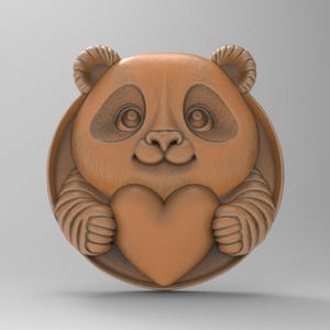 Valentinstag Geschenk Panda mit Herz STL 3D Modell für CNC und 3D Druck Niedlicher Romantischer Schmuck Anhänger CNC Fräser Holz schnitzen Modell