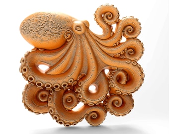 Octopus Coin 3D-model voor CNC en 3D-printen - Gedetailleerde nautische plaquette CNC afdrukbaar STL-bestand 3D-model voor router digitale download