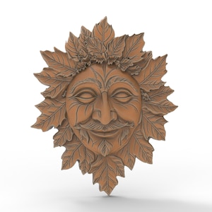 3D Printable Green Man Pagan Leaf Garden Sculpture Wall Hanging STL Files For CNC Router Engraving 3D Printer Laser