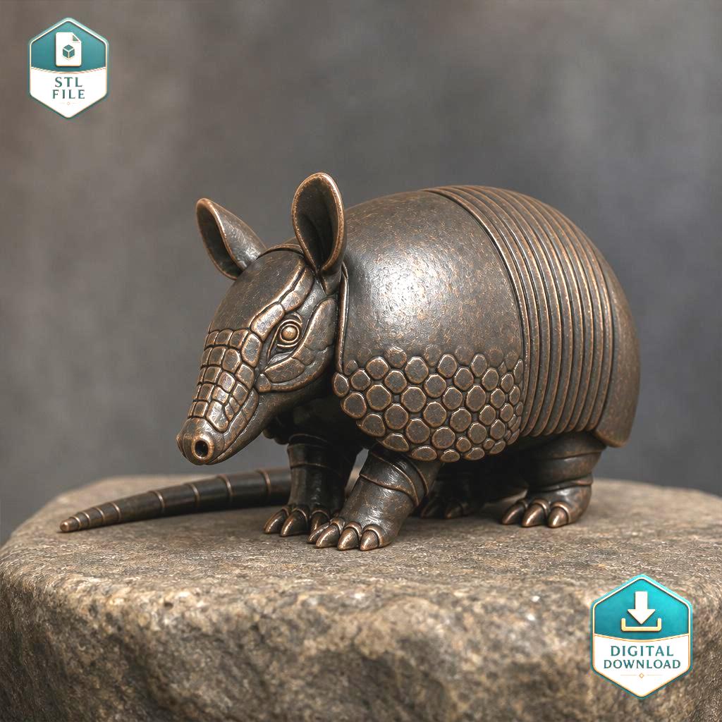 STL File Digital 3D Armadillo Model STL 3MF for CNC 3D Printing Laser Engraving