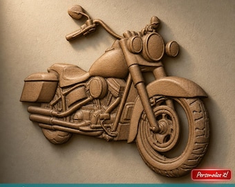 Motorcycle STL File Flat Back Relief Cruiser Twin 3D Model for Laser Engrave CNC Router Wood Carving