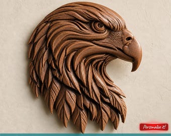 Testa d'aquila STL, scultura di uccello stampabile per fresatrice CNC, stampante 3D, incisione laser