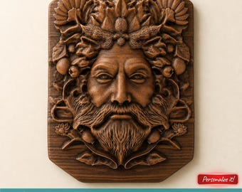 Archivos STL para imprimir en 3D: Escultura de pared del Hombre Verde Pagano para jardín, compatible con fresadora CNC, impresora 3D y láser. Plantilla de modelo digital.