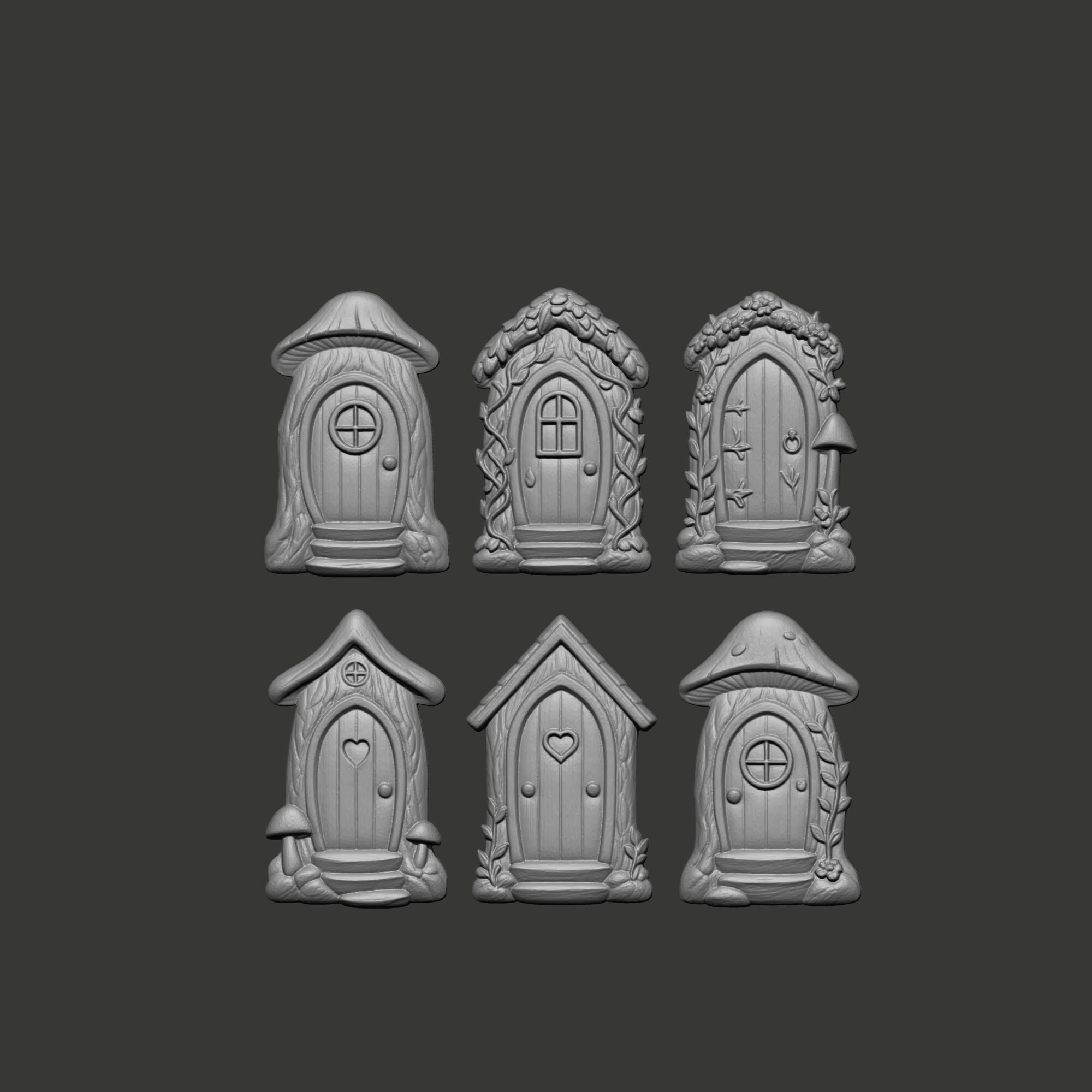 Fairy Door STL File Set of 6 Hobbit Doors for CNC Carving 3D Printing ...
