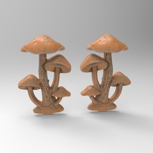 3D Printable Pair Mushrooms Left and Right STL File For CNC Router Engraving 3D Printer Laser Digital Model