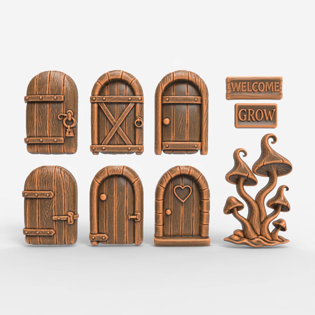 Rustic 3D Printable Miniature Fairy Door Set Fairy Doors STL Files for ...