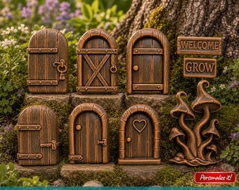 Rustic 3D Printable Miniature Fairy Door Set Fairy Doors STL Files