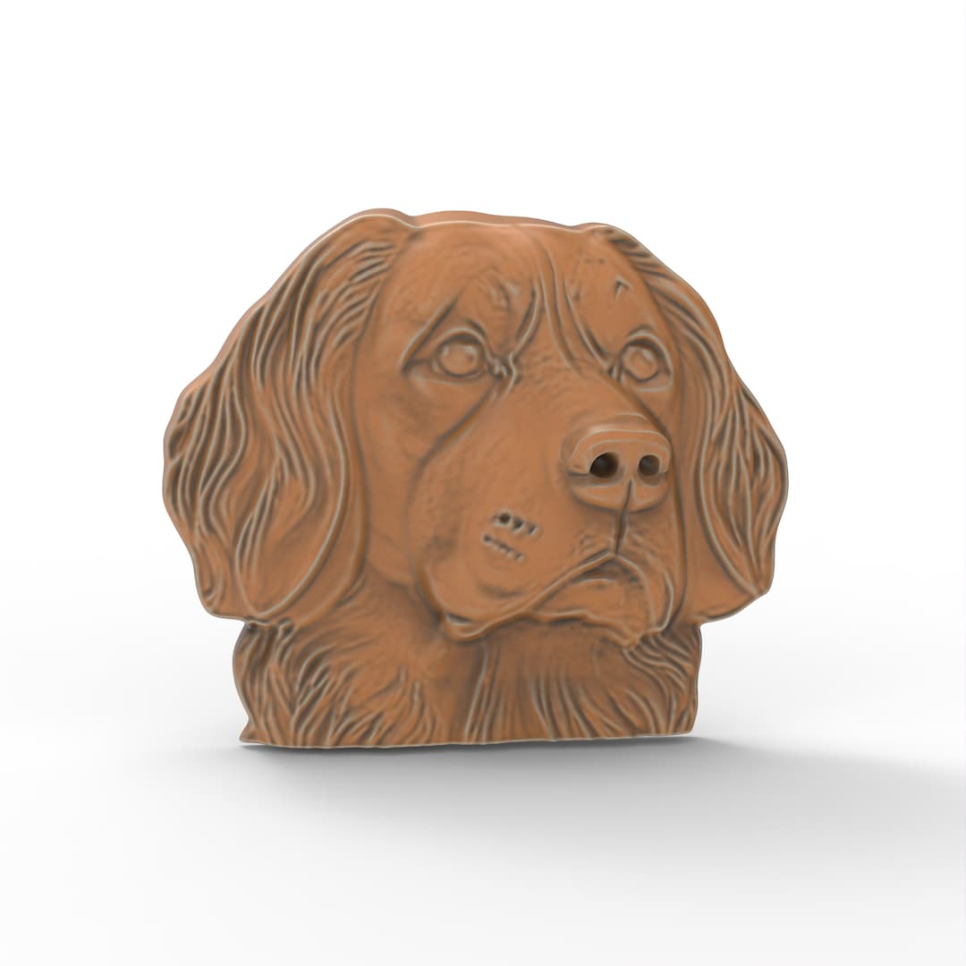 3D Printable Dog Head Flat Back STL File for CNC Router 3D Printer