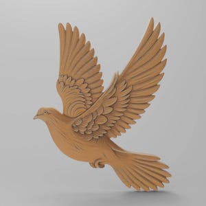 Arquivo STL para impressora 3D de roteador CNC, modelo de parede a laser, pombo, pássaro, pomba em voo, arquivos digitais, download instantâneo