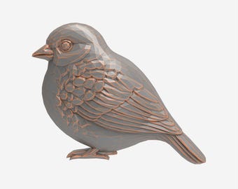 Half Bird Sculpture STL File Low Poly Flat Back Wall Art Plaque Animal Applique 3D Model for CNC & 3D Printing CNC Router Wood Carving Model