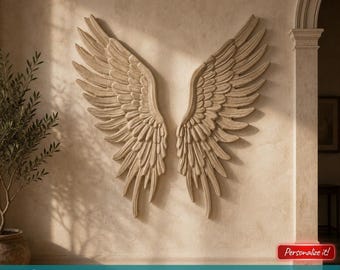 Pair 3D Printable Angels Wings Angel Cherub Wing STL Files For CNC Router Engraving 3D Printer Laser Model Template Digital Download