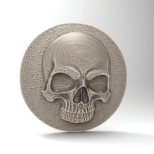 Detailed Skull 3D Model | Realistic Human Anatomy | Printable STL File for 3D Printing | Round Base Flat Back Wall Hanging
