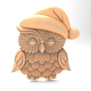 Cute Christmas Owl With Hat 3D Printable STL File For CNC Router 3D Printer Laser Digital Model CNC Router Wood Carving Model