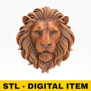 CNCルーター3Dプリント用STLファイル - 壁掛けアート3Dプリンター用ライオンヘッド3D STLモデル ルータープリント可能デジタルファイル3Dプリント