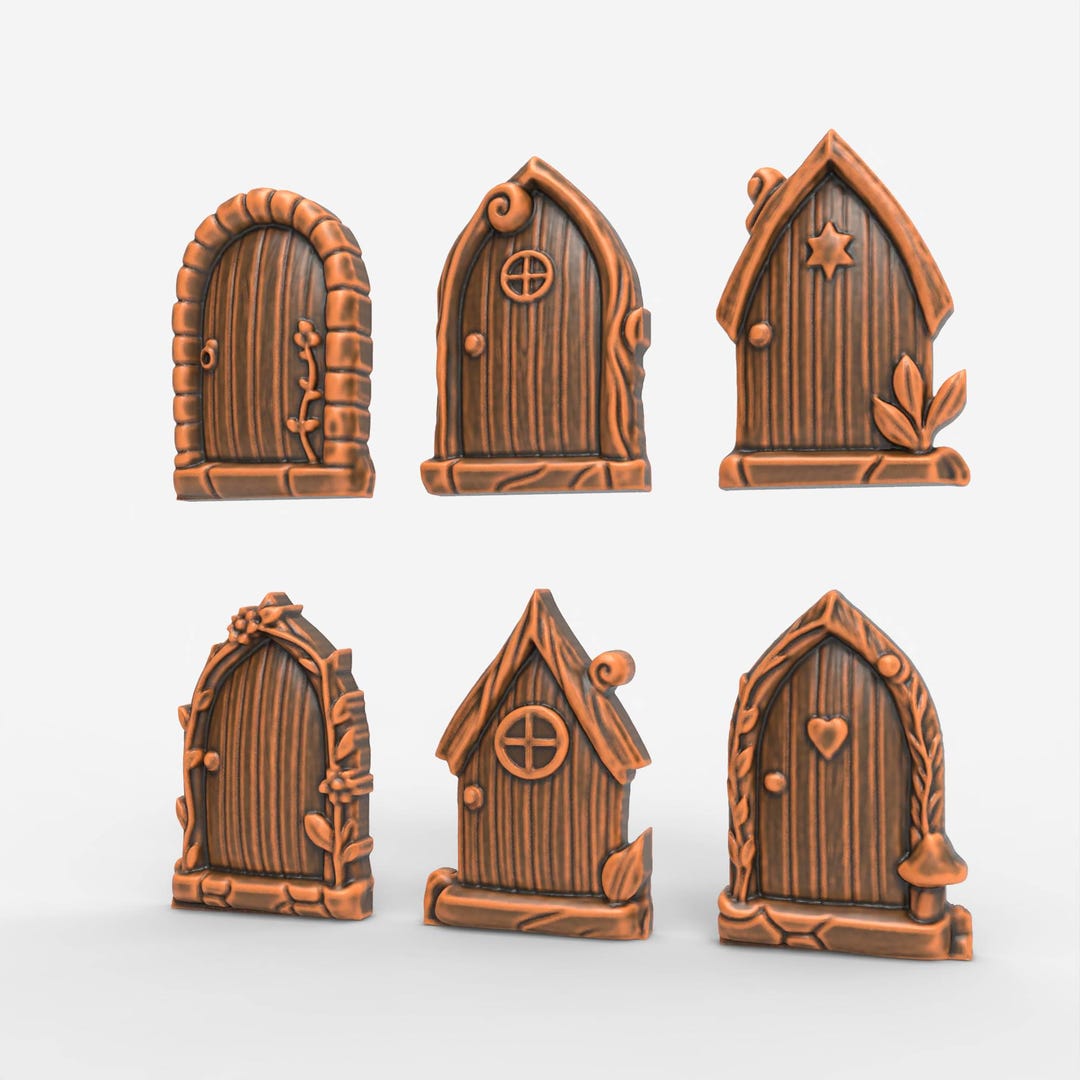 Rustic 3D Printable Miniature Fairy Door Set of 6 STL Files for CNC ...