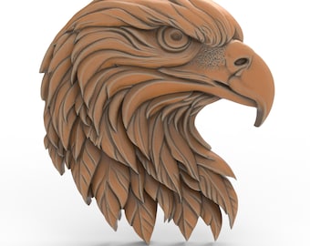 3D Printable Eagle Bird Head Sculpture STL Files for CNC Router, 3D Printer, and Laser Engraving - Digital Model Template