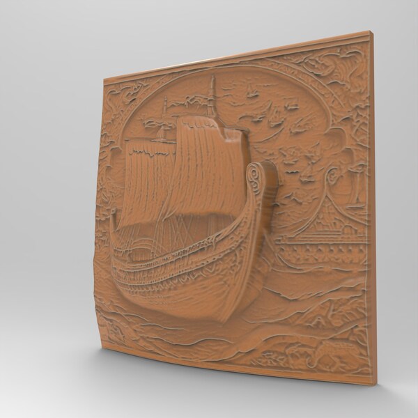 Viking Ship Wall Plaque | STL File for CNC Router, 3D Printer & Laser | Model