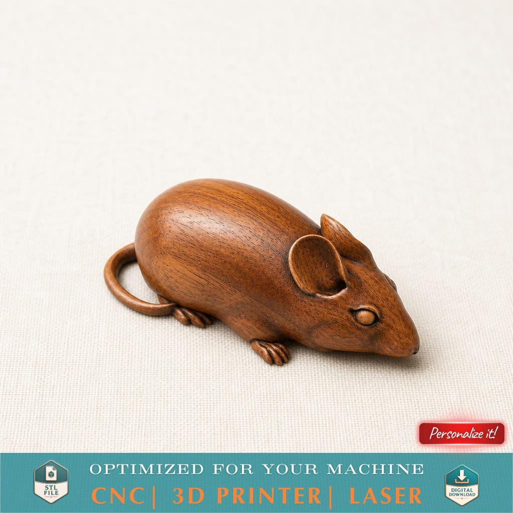 3D Printable Mouse STL File Cute Mice for CNC Router 3D Printer Laser ...