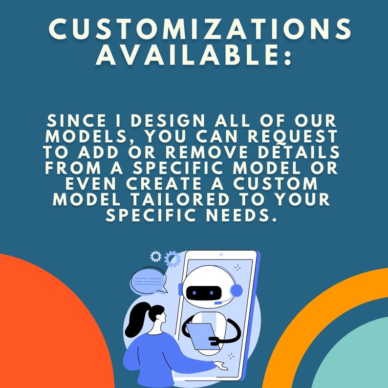 Only from our store! Customizations Available: Since I design all of our models, you can request to add or remove details from a specific model or even create a custom model tailored to your specific needs.