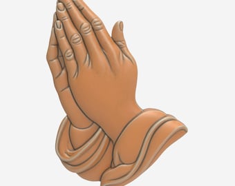 Praying Hands Relief Religious Plaque - Wall Hanging Panel Detailed Decor STL File 3D Model for CNC and 3D Printing Digital Download