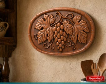 Modelo STL de Videira – Painel Decorativo em Relevo de Uvas para Escultura CNC e Impressão 3D – Arte Rústica para Parede de Cozinha ou Vinhedo (Download Digital)