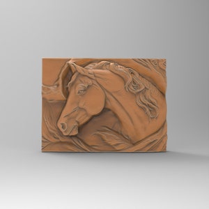 Horse Head Wall Art Panel STL 3D Printable Bas Relief Animal Nature Carving Files For CNC Router 3D Printer Laser Model