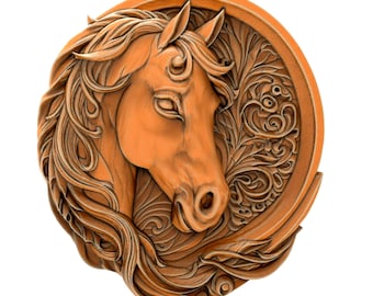 3D druckbare Pferdekopf-STL-Datei für CNC-Fräser 3D-Drucker Laser 3D-Modelldruck Relief Carving Digitale Dateien