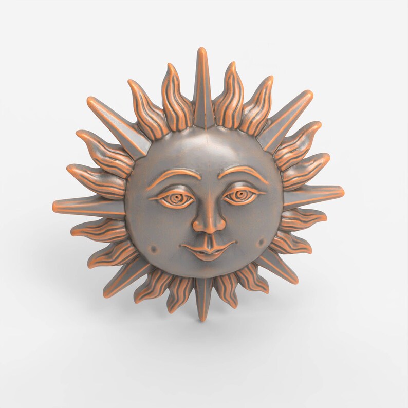Sun Face STL File Sunburst 3D Model for Print CNC Router Printer Laser ...