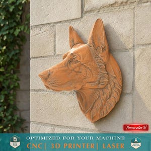 K9 Deutscher Schäferhund Polizeihund Kopf STL Datei für CNC 3D Druck 3D Modell Erinnerungsskulptur