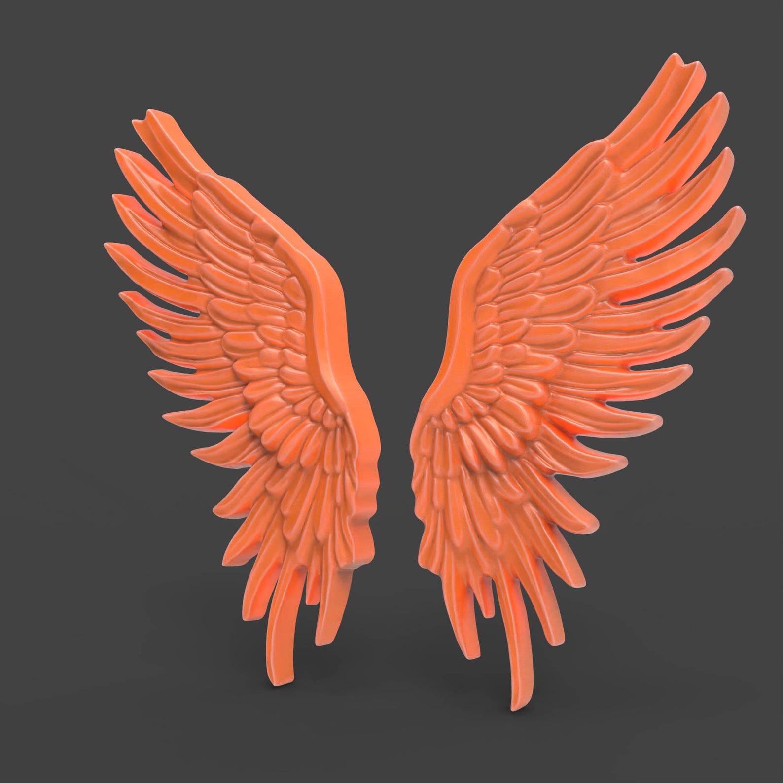 Pair 3D Printable Angels Wings Angel Cherub Wing STL Files for CNC Router Engraving 3D Printer ...