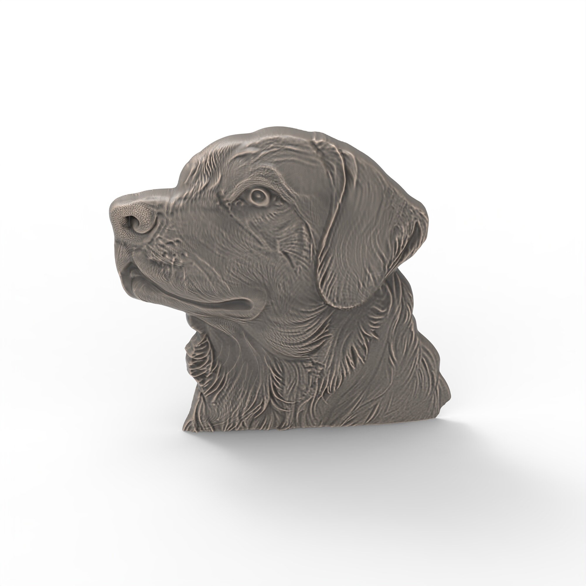 3D Printable Dog Head Flat Back STL File for CNC Router 3D Printer