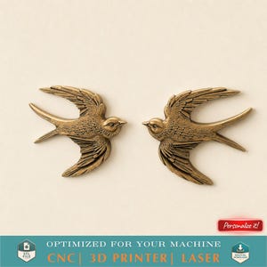 Warm bronze bird wall plaque with detailed feather relief, 3D printable STL file for CNC router engraving.