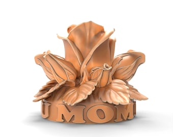 I Love You Mom 3D rozenboeket Model STL-bestand voor CNC 3D-printen Moederdag cadeauset Bloemengravure Romantisch interieur Digitale download