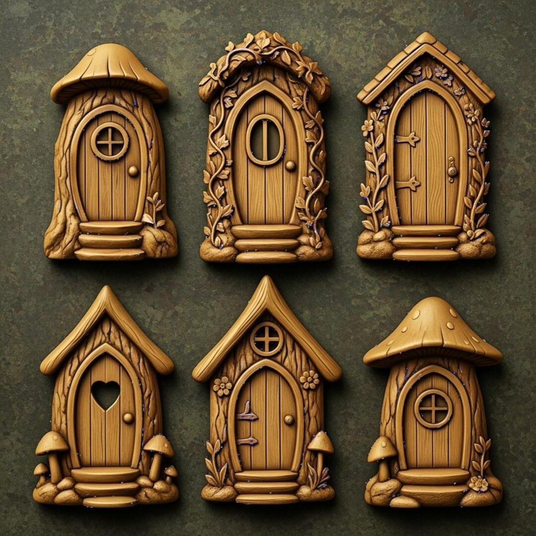 Fairy Door STL File Set of 6 for CNC Carving or 3D Printing Miniature ...