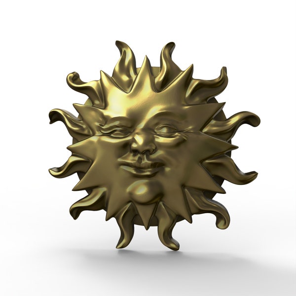 3D Printable Sun Face STL Files For CNC Router Engraving 3D Printer Laser Digital Model