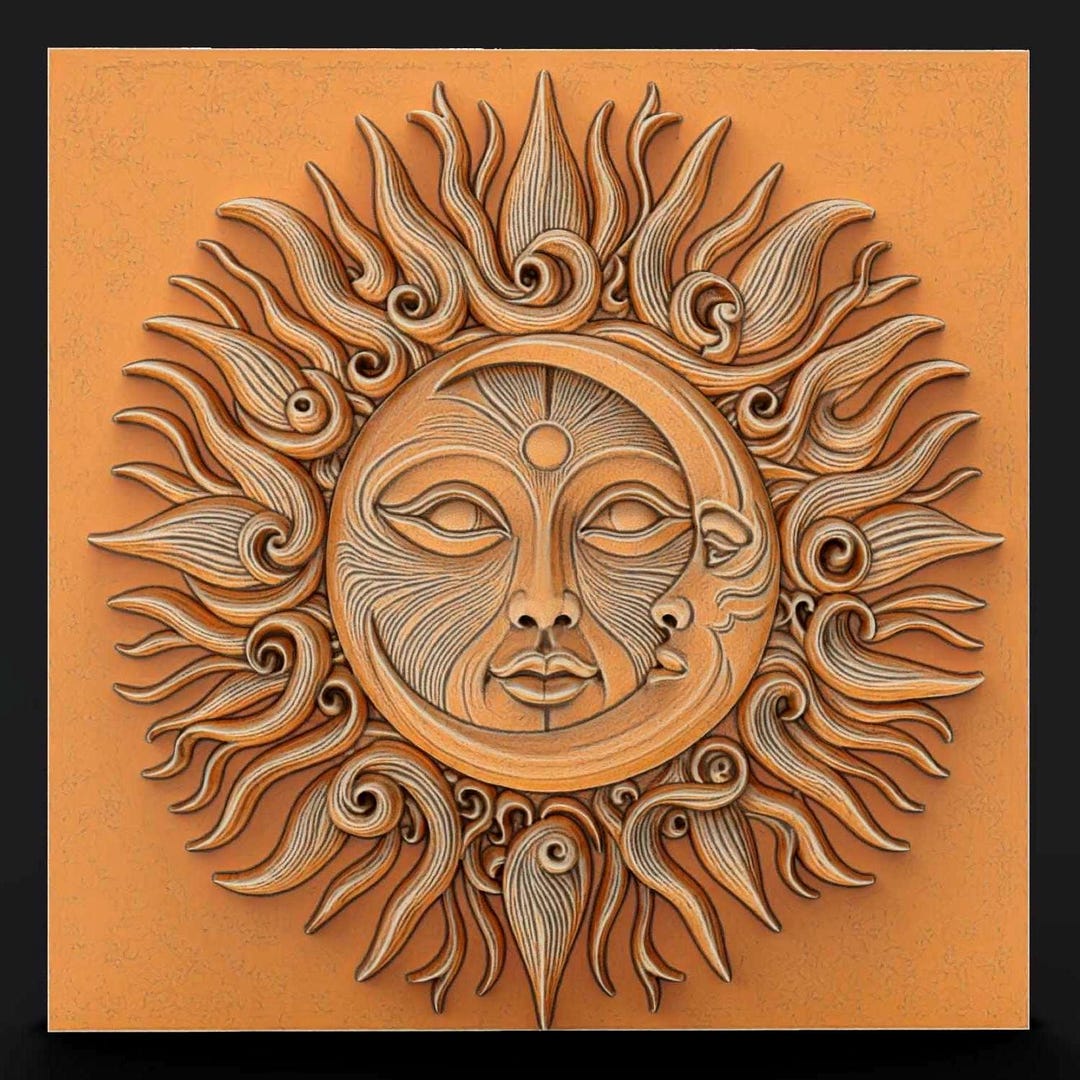 3D Printable Moon Hug Square Wall Panel DIY STL Files for CNC Router ...