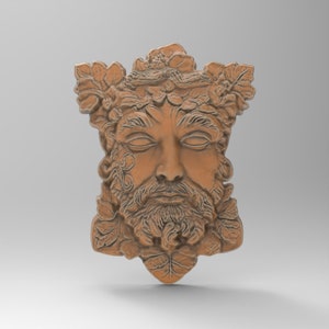 Green Leaf Man Pagan Garden Sculpture Wall Hanging STL Files For CNC Router Engraving 3D Printer Laser Digital Model